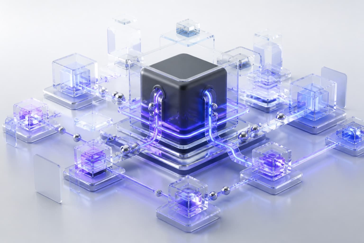 Many separate wallet modules connected to one central custody core